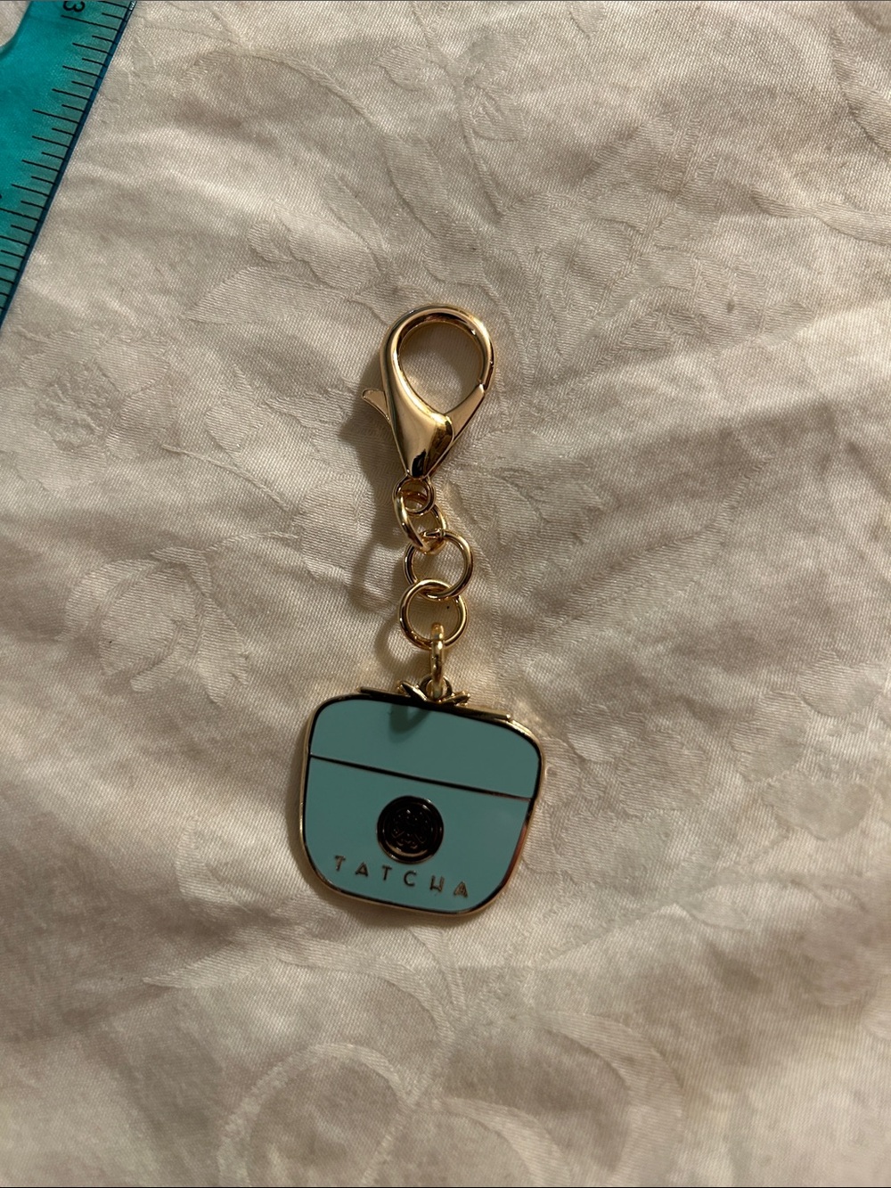 Tatcha Mint Blue Enamel Jar Charm Keychain